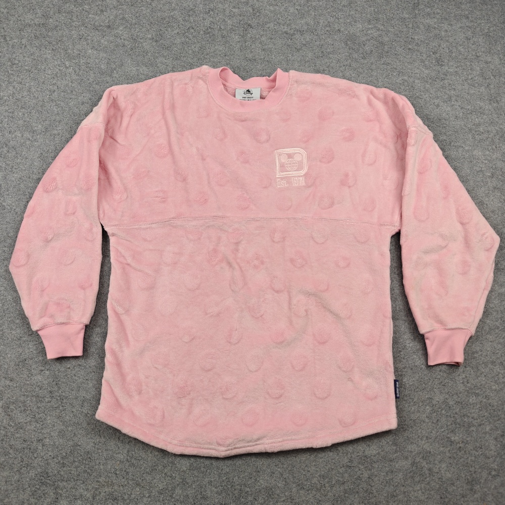 Disney Sweatshirt Womens Small Pink Spirit Jersey Fleece Pullover Disney World